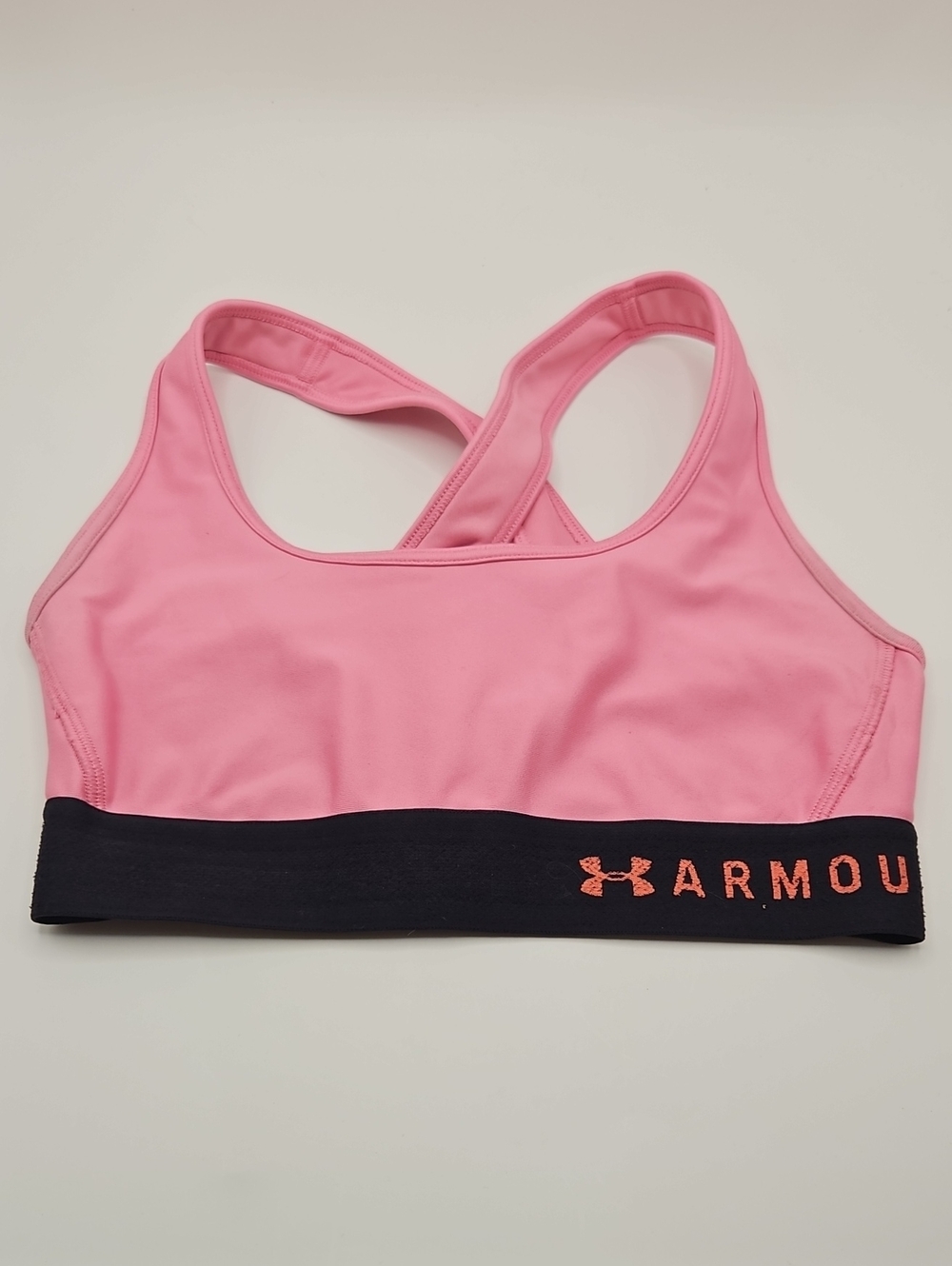 Under Armour Pink Racerback Sports Bra with Black Band 12" UA